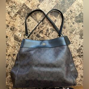 Coach Brown and Black Signature Canvas Tote